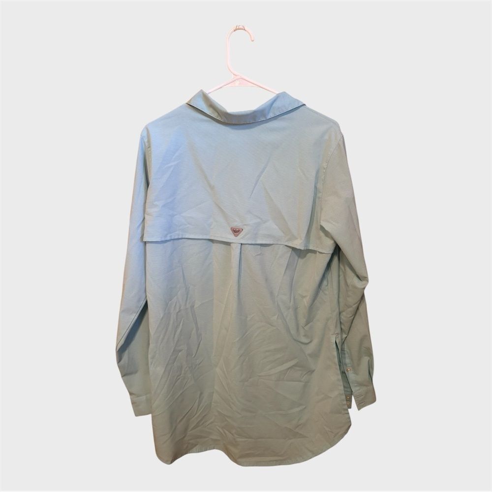 Columbia Women's PFG Fishing Shirt  Light Green Stripe Large outdoors gorpcore - Picture 2 of 5